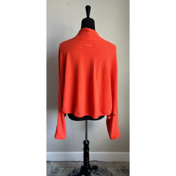Pilcro Women's Mock Neck Dolman Sleeve Ribbed Orange Cropped Sweater Size XL - Picture 2 of 11